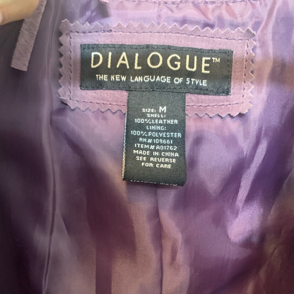 Vintage 90s Purple Suede Leather Fringe Jacket Western Boho Y2K Size M - Picture 6 of 6